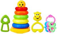 Amazon Brand - Jam & Honey | Stacking Ring for Kids with 3 Rattles