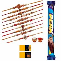 ₹20 Coupon RAJKRITI Multicolor Combo of 10 Dora Rakhi Set for Brother, Bhaiya, Bhabhi for Rakhi/Rakshabandhan with Roli Chawal,Chocolate & Greeting Card | Premium Rakhi Chocolate Hamper