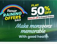 Fast&up Raining Offers Sale - Flat 50% Off + Extra 5% Off On Prepaid Orders 
