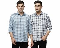  ELYYORK Men's Cotton Check Regular Fit Casual Shirt| Full Sleeve Shirt for Formal & Casual Wear|Pack of 2|COM_LRC_45