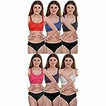 [40 Size] PIBU-Women's Cotton Bra Panty Set for Women Lingerie Set Sexy Honeymoon Undergarments (Color : Multi)(Pack of 6) #CT
