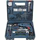 Bosch Professional GSB 500 RE Corded-Electric Drill Tool Set, 10 mm (Blue), 500 Watt, (100 Pc Accessory Set)