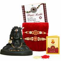 TIED RIBBONS Rakhi for Brother with Gift - Set of 2 Premium Rakhis for Bhaiya Men Boys with Adiyogi Idol Statue and Card