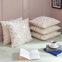 Cream Velvet Abstract 16x16 Inch Cushion Covers (Set Of 5), By MFD Home Furnishing