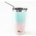 The Better Home Insulated Tumbler with Straw & Lid 450ml | Double Wall Insulated Stainless Steel Water, Coffee Tumbler | Hot and Cold Coffee Flask | Durable Travel Coffee Mug with Lid