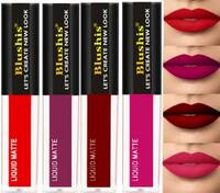 BLUSHIS Non Transfer Insta Beauty Waterproof Longlast SensationaL Liquid Matte Mini Lipstick Combo Pack Of 4 Red ,Purple Maroon and Magenta Colour Shade (Multicolor, 16 ml)
