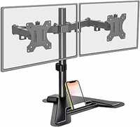 Rife Free Standing Height Adjustable Dual Monitor Mount for 2 Arm 13 to 32 Inch LCD Screens with Swivel and Tilt (Black)