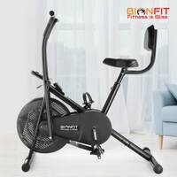 BIONFIT | Air Bike Fitness Exercise Cycle For Home| Moving Handles Exercise bike Upright Stationary Exercise Bike (Black)