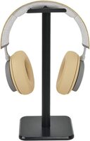 Headphone Stand Headset Holder Earphone Stand with Aluminum Supporting Bar Flexible Headrest ABS Solid Base for All Headphones Size (Black)