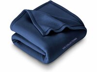 VAS COLLECTIONS - 300 TC All Season Solid/Plain Lightweight Polar Fleece Double Bed Blanket (230 x 230 cm, Blue)