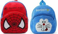 Kids School Bag Dormon & Spider Travelling Bag Soft Plush Backpack School Bag for Kids- 2 to 5 Age - Pack of 2