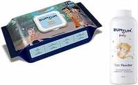 Bumtum Chota Bheem Gentle Soft Moisturizing Wet Wipes With Lid - 72 Pcs.(Pack of 1) & Baby Talc Powder (200 Gram) Combo