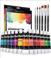 Ohuhu Watercolor Paint Tubes Watercolor Tubes 24 Color Watercolor Paints Watercolor Painting with 6 Brushes Watercolor Paint set for Landscape Portrait on Canvas 24 Color x 12ml