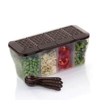 StarFast 4 section conainer for vegetables,dryfruits,spices,grocery,pickles,and multipurpose 4 in 1 box fo kitchen.-PACK OF 1(Brown)