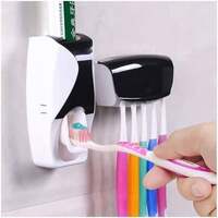 Whisq Toothpaste Dispenser Set with Super Sticky Pad Wall Mounted (Multicolour) Plastic Toothbrush Holder  (Multicolor)