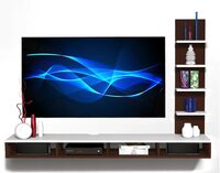 MAMTA DECORATION Engineered Wood Wall Mounted TV Unit Set-Top Box Stand for Living Room TV Entertainment Unit with Shelves Storage for Home (Wenge and White)