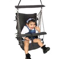 [Apply ₹50 Coupon] Wishing Clouds Piccolo Single Seater Swing for Baby, Oonjal for Kids for Indoor with Cotton Filling and Leg Lock Mechanism (Cotton, Black)