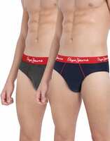 Pepe Jeans Innerwear Men's Solid Cotton Antibacterial Brief (Pack of 2)