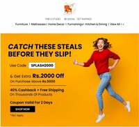 Pepperfry: Get Flat Rs.2000 Discount + 40% Cashback + Free Shipping on Min. Rs.5000 Shopping