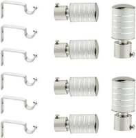 GLOXY Silver, Grey Rod Rail Bracket, Curtain Knobs, Curtain Hooks, Curtain Rods Metal on Flipkart