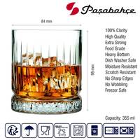 Pasabahce Glass Elysia Water/Juice/Whisky Tumbler 355 ml 4 Pcs Set, Transparent (PB Elysia)