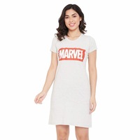 Marvel Avengers by Wear Your Mind Women's Knitted Knee Length Casual Regular Fit Round Neck Short Sleeves T-Shirt