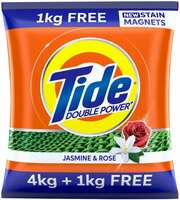 Tide Plus Double Power Jasmine and Rose Detergent Powder 4 kg  (1KG Tide with Extra Power Free) [Selected Locations]