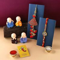 CraftVatika Rakhi Set of 2 for Brother and Bhabhi with Gift Combo 