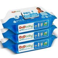 OYO BABY Pure Water Baby Wipes – Gentle and Refreshing Wet Wipes for Your Newborn pack of 3x72 Pcs with Lid
