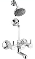 ALTON GRCL3925 Brass Wall Mixer With 3-Function, 4-INCH Overhead Shower Set and 125mm Bend Pipe (Chrome)