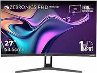 Zebronics 27 inch Curved (1500R) 165Hz Gaming Monitor with FHD 1080p, 1ms MPRT, HDR10, Free sync support, HDMI, DP, 300 Nits max, 16.7M colors, Built-in speakers and Bezel less design ZEB-S27B