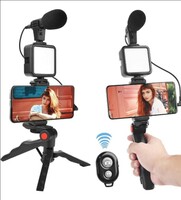 Vlogging kit 6 in 1 Combo (Shotgun Microphone, Selfie Light, Tripod Stand, Mobile Holder, Shock Mount, Noise Cancellation Foam) Vlog Kit for Recording/YouTube/Reels & Photography