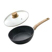 Insiya 24cm Premium Granite/Marble Coated Deep Fry Pan, Black, SV79