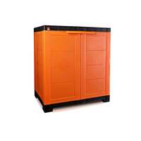 Cello Novelty Compact Plastic 2 Door Cupboard with Shelf(Orange and Brown)