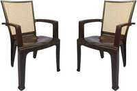 Nilkamal Plastic Chair for Home, Office and Garden Set of 2 (2226, Dark Brown)