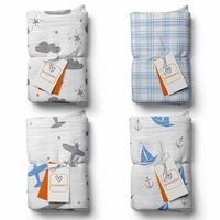 Kiddery Swaddle Wraps | Premium 100% Cotton Muslin | Swaddle Wraps for Newborn | Essential Summer Blankets | 0-12 Months | Unisex | Set of 8 | Baby Shower Edition