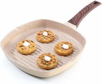 Wonderchef Duralife Die-cast Grill Pan | 5 Layer Healthy Duramax Non-Stick Coating | Soft Touch Handle | Pure Grade Aluminium | PFOA Free | 1.5 liters, 24 cm | 2 Year Warranty | Ivory