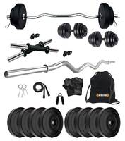 Kore PVC 10-40 Kg Home Gym Set with One 3 Ft Curl and One Pair Dumbbell Rods with Gym Accessories