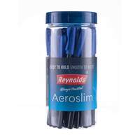 Reynolds AEROSLIM BP 25 CT JAR - BLUE Ball Pen I Lightweight Ball Pen With Comfortable Grip for Extra Smooth Writing I School and Office Stationery | 0.7mm Tip Size