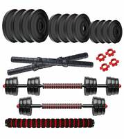 Amazon Brand - Symactive PVC 26 Kg 3-in-1 Convertible Dumbbells Fitness Kit for Full Body Workout