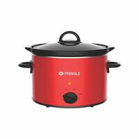 Pringle Electric Slow Cooker 4 Liter with indicator light| Ceramic Pot with Glass Lid | Red Color FW 1809 (Single)