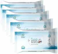 Cuddables 99% Water Baby Wipes - Natural Plant made cloth wipes | 5 Pcs Wipes, Pack of 5  (25 Wipes)