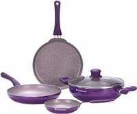 Wonderchef Royal Velvet Non-stick 5-piece Cookware Set (Fry Pan with Lid, Wok, Dosa Tawa, Mini Fry Pan)