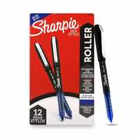 SHARPIE Blue Roller Ball Pen |Pack of 12 /Smudge Proof Ideal for Regular Office Usage |Stationery Items | Needle Point (0.5mm) |