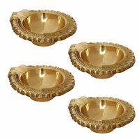 eCraftIndia Set of 4 Auspicious Handcrafted Brass Diya, Gold, One Size, (AKDIYA106_SO4) [5% coupon]
