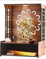 Limited-time deal: Rylan Mandir for Home Temple for Hoe Pooja Mandir for Home Beautiful Wooden Temple for Home Pooja Stand for Home and Office with LED Spot Light Temple- (A2)