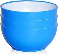 Wonder Plastic Prime Desire Double Color Unbreakable BPA Free Plastic Bowl Set for Cereal, Salad, Rice, Soup, Pasta, Snack Bowl, Microwave Safe, Dishwasher Safe, 3 Pcs, 500 ml, Blue Color