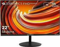 ZEBRONICS 22 inch 75Hz Monitor with FHD 1080p, Free sync Support, HDMI, VGA, 250 Nits max, 16.7M Colors, Built-in Speakers and Slim Bezel Less Design ZEB-S22A