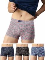 Lux Cozi Men's Assorted Inner Elastic Semi Long Printed Trunk| Printed Mini Trunk for Men (Color & Prints May Vary) Pack of 4