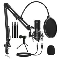 Audio Array USB Condenser Microphone Kit for Podcasting, Online Meeting, Recording, Gaming & Live Streaming with Boom Arm, Pop Filter, Mic Cover, Spider Shock Mount,Cable Ties & 2.5m USB Cable (AM-C1) [₹150 Coupon]
